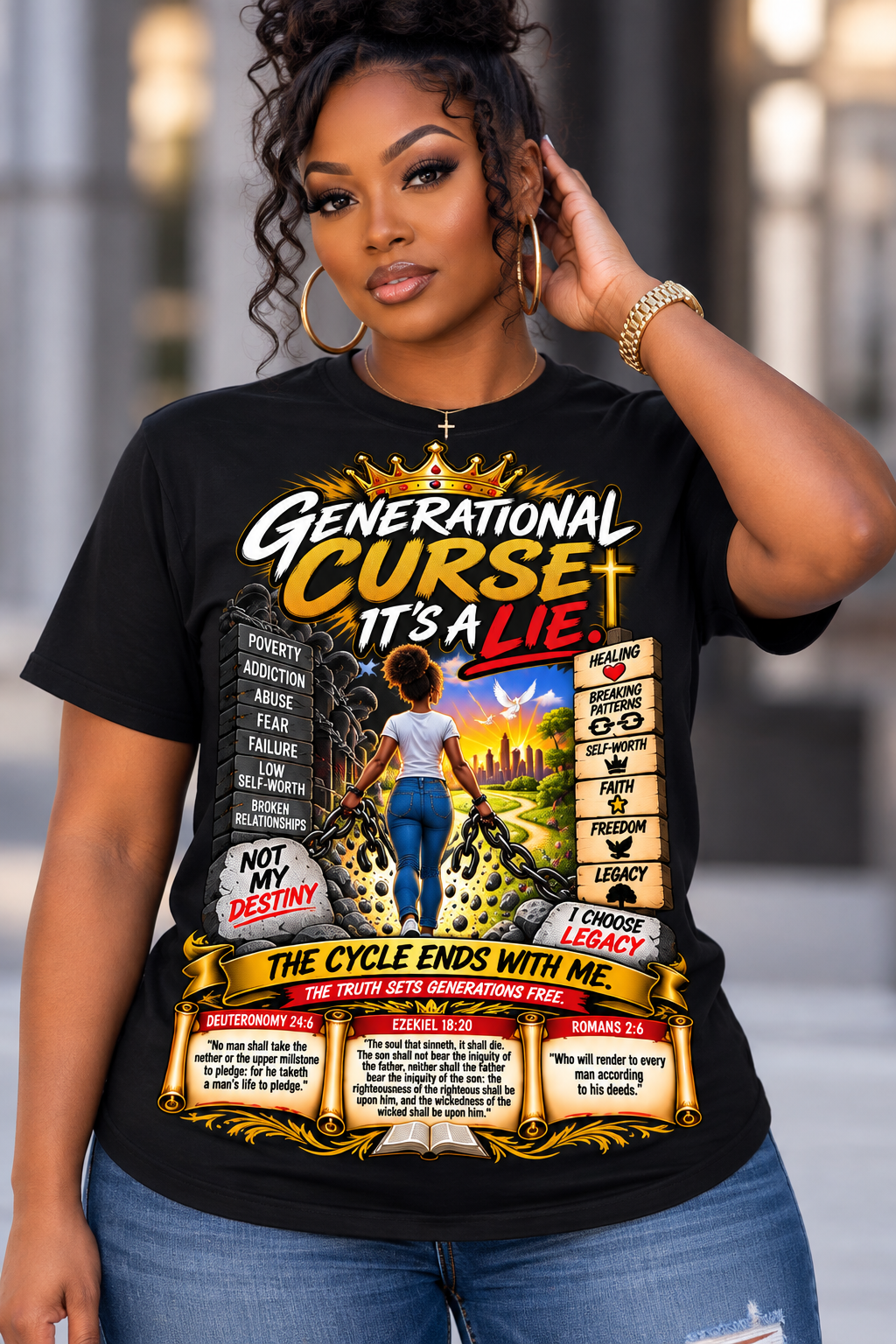 Generational Curse, It’s a Lie – Breaking Chains Woman Faith T-Shirt