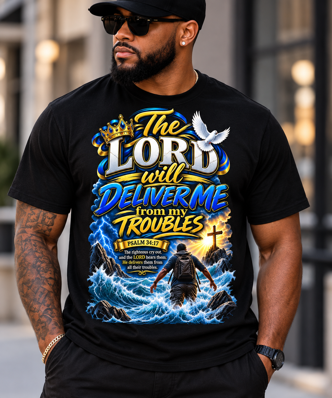 The Lord Will Deliver Me From My Troubles – Psalm 34:17 Christian T-Shirt